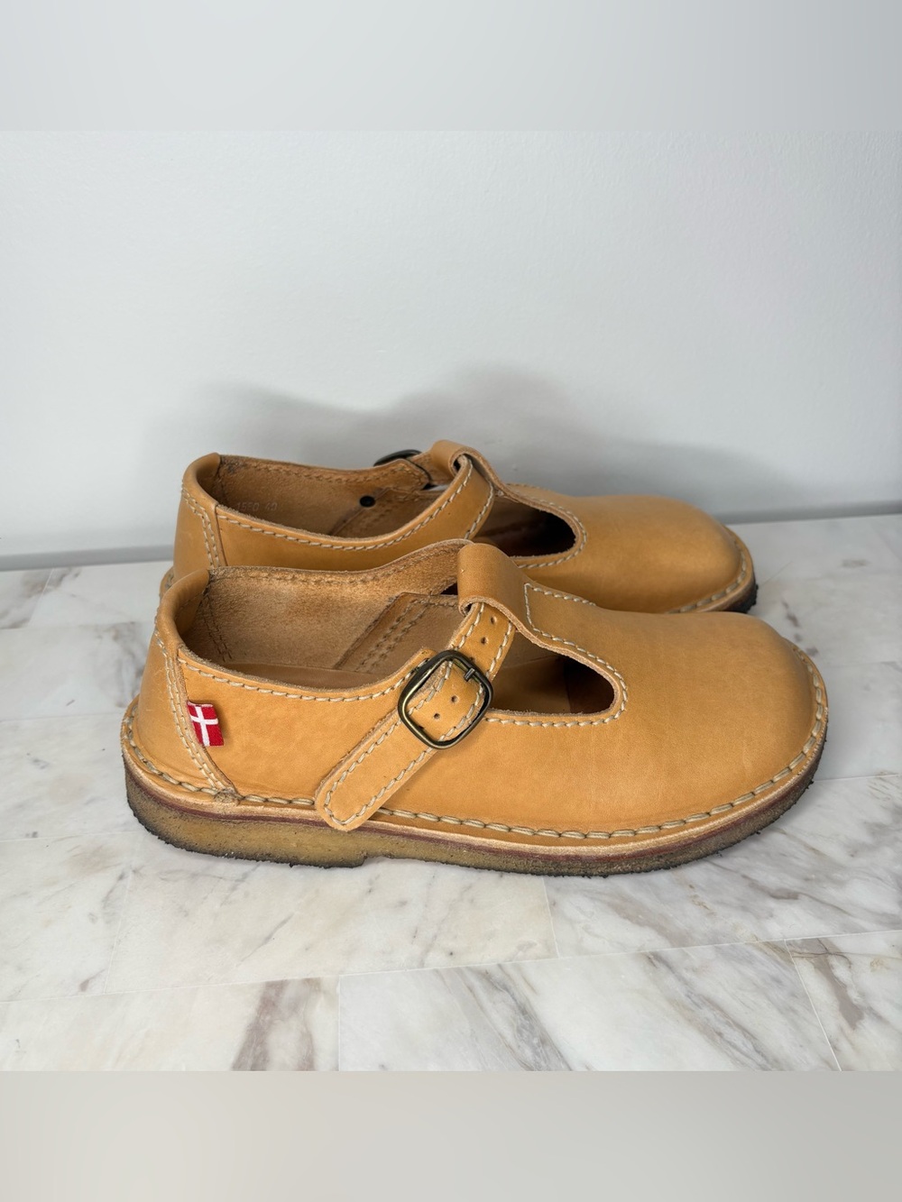 Duckfeet Lolland Bio Mary Jane Clogs Shoes Tan Leather Size 40